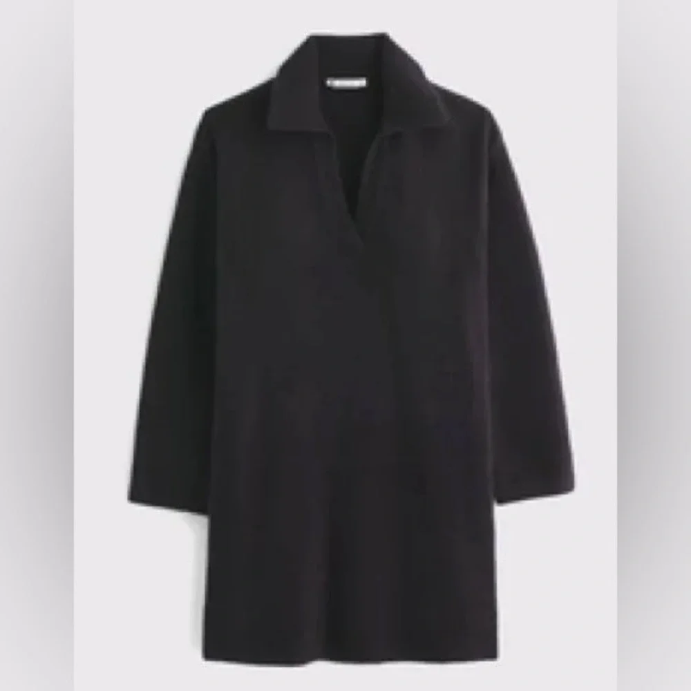 Abercrombie & Fitch Collar Black Chunky Long Sleeve Sweater Dress Sz XXL - Picture 2 of 9